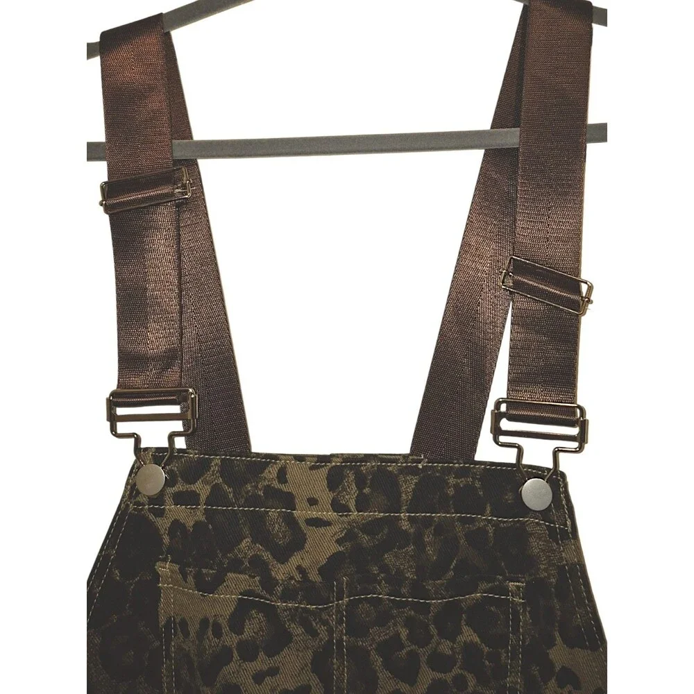 Aelfric Eden Overalls Womens XL Green Animal Print Cargo Pockets Leopard Y2K - Picture 6 of 7